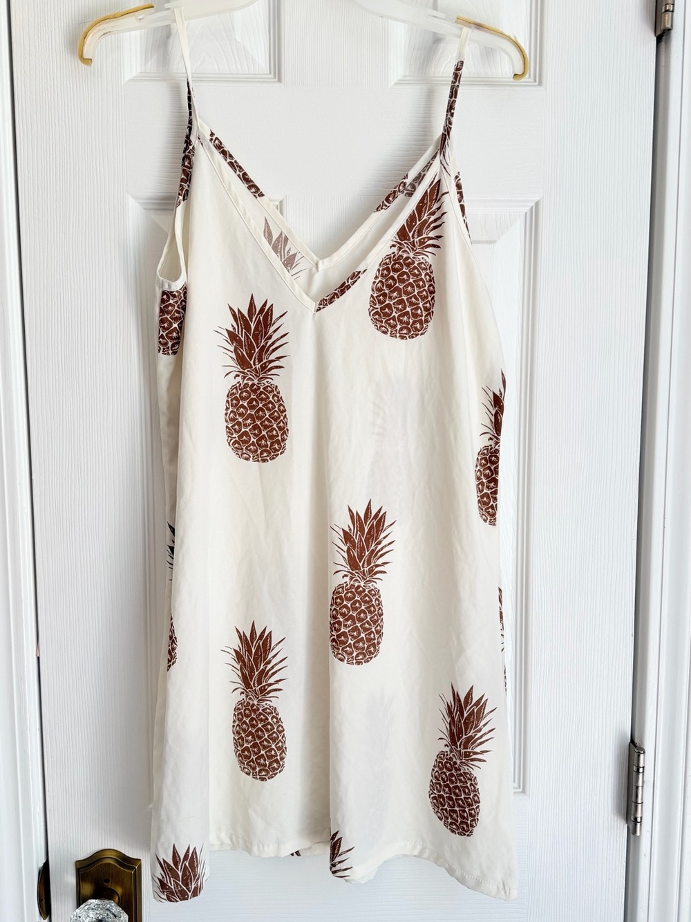 Cream Pineapple Print Slip Dress/Beach Cover Up Size S